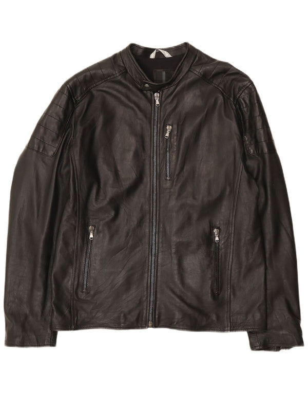 Jaqueta Bayside masculina de couro Racer UK 42 XL couro preto
