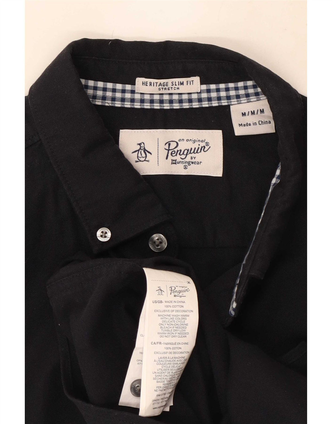 Camisa masculina Penguin Heritage Slim Fit médio algodão azul marinho