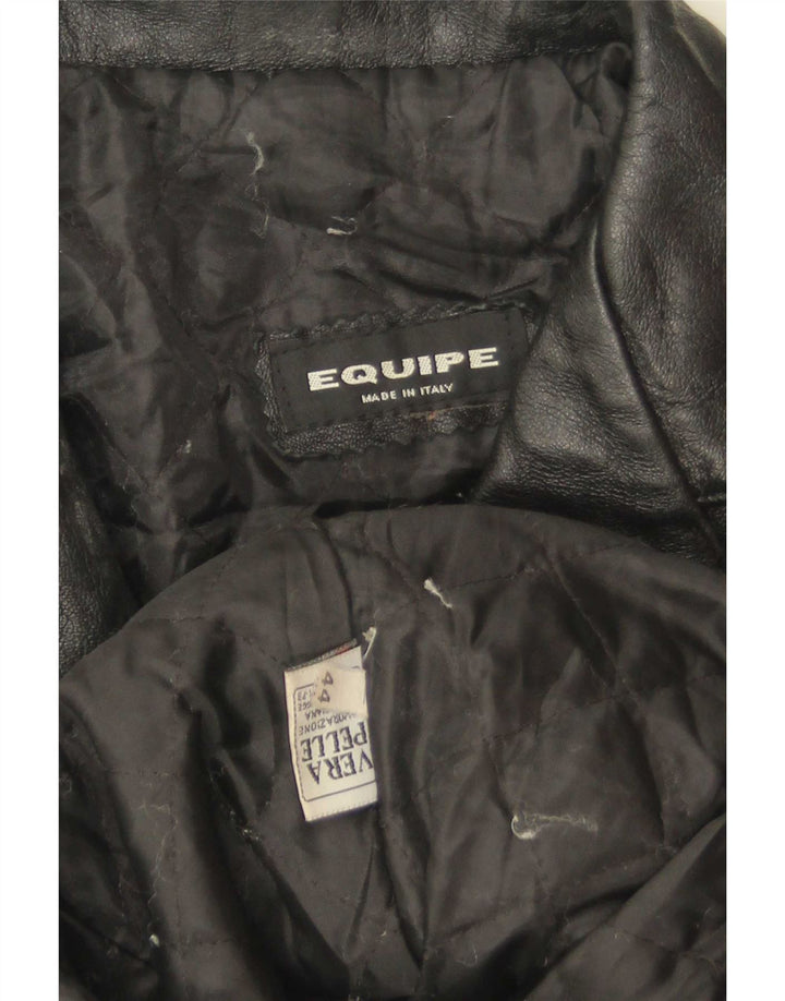 Equipe Blazer feminino de couro com 3 botões IT 44 couro preto médio