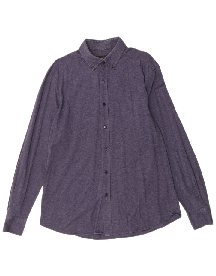 Camisa masculina de flanela MASSIMO DUTTI grande algodão azul