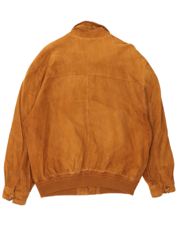 Jaqueta bomber masculina vintage de camurça IT 56 3XL couro marrom