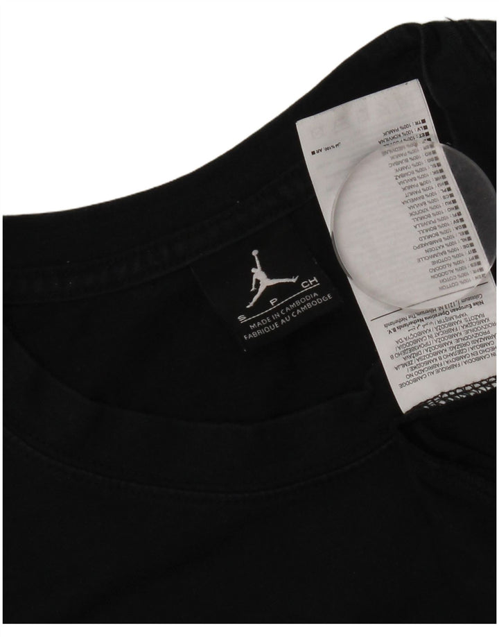 Top gráfico masculino Jordan manga comprida pequeno algodão manchado preto