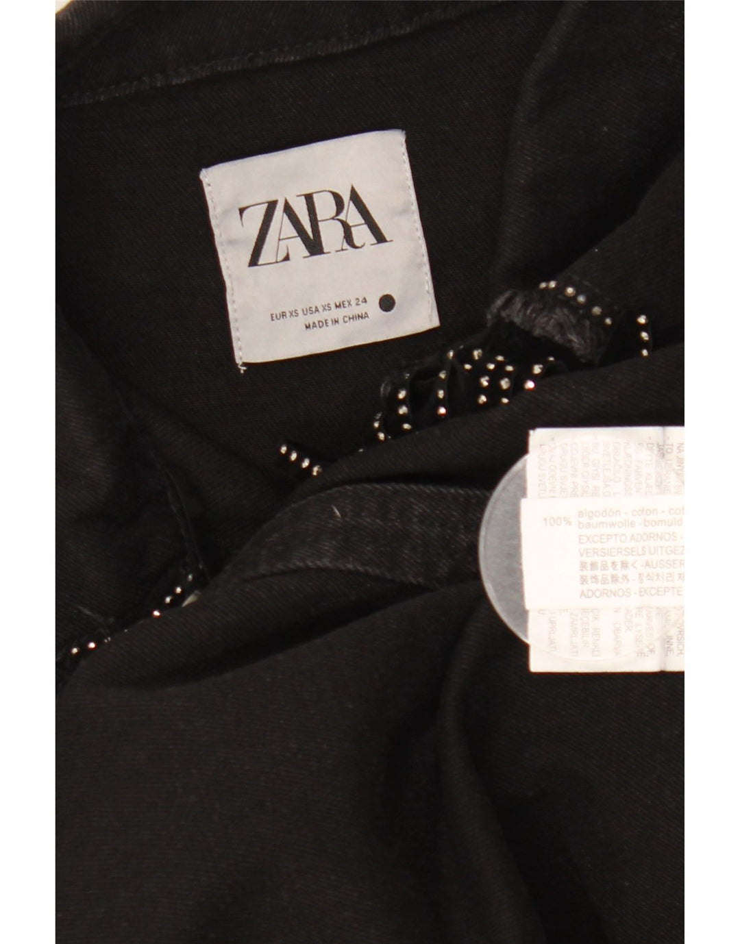 ZARA Jaqueta jeans feminina oversized UK 6 XS algodão preto