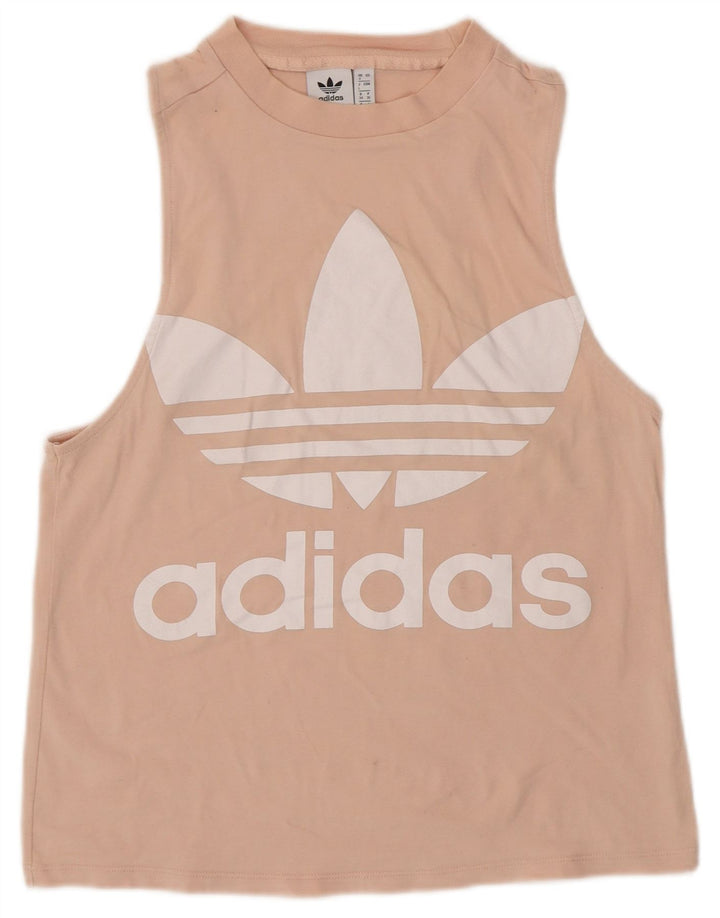 Adidas Womens Graphic Vest Top UK 8 Pequeno Bege