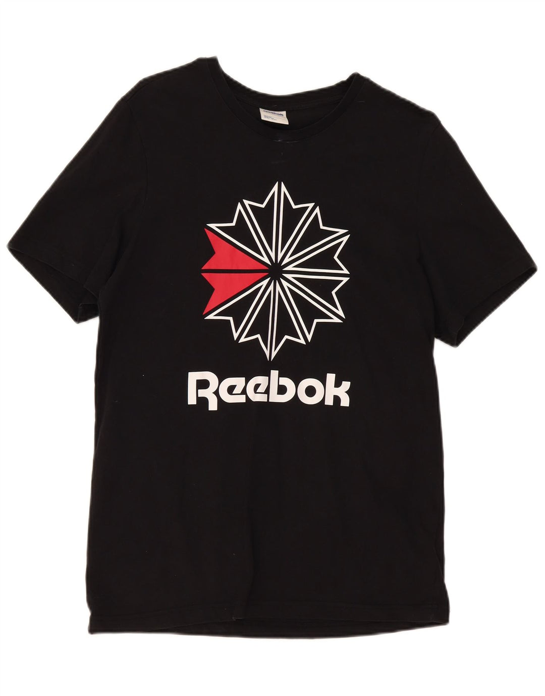 Reebok Mens Graphic T-Shirt Top Grande Algodão Preto