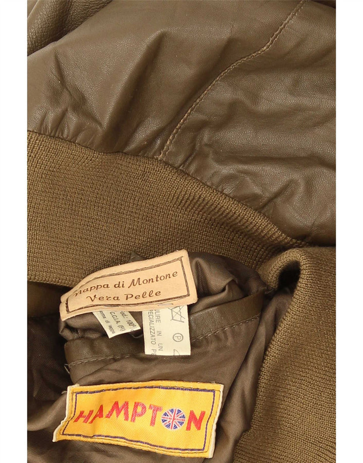 Jaqueta de couro masculina vintage Reino Unido 38 couro cáqui médio
