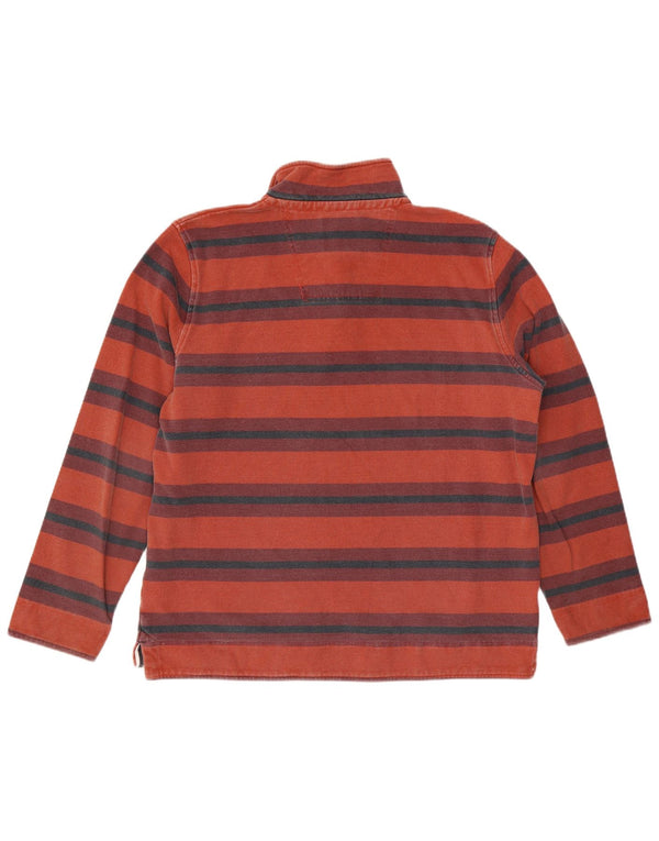Crew Clothing Mens Zip Neck Moletom Jumper XL Vermelho Listrado Algodão