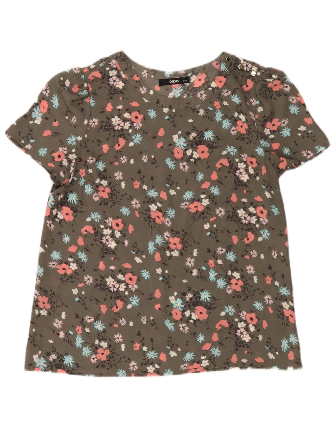 Blusa feminina Oasis UK 10 pequena floral verde