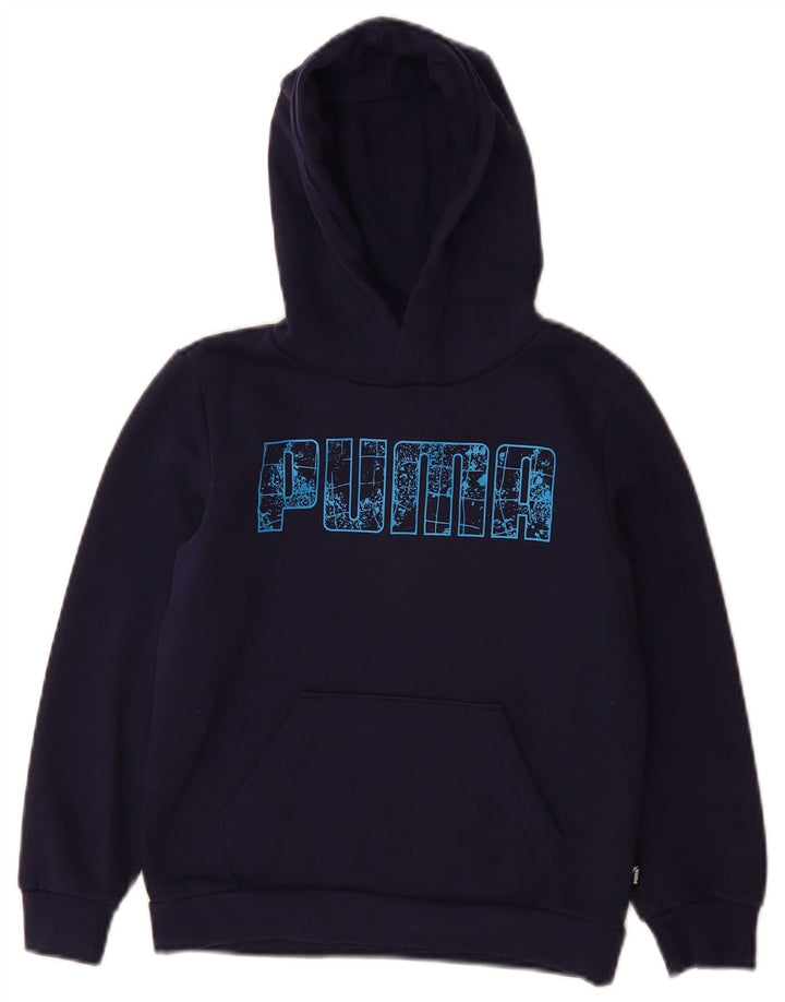 PUMA Boys Graphic Hoodie Jumper 9-10 Anos Azul Marinho Algodão