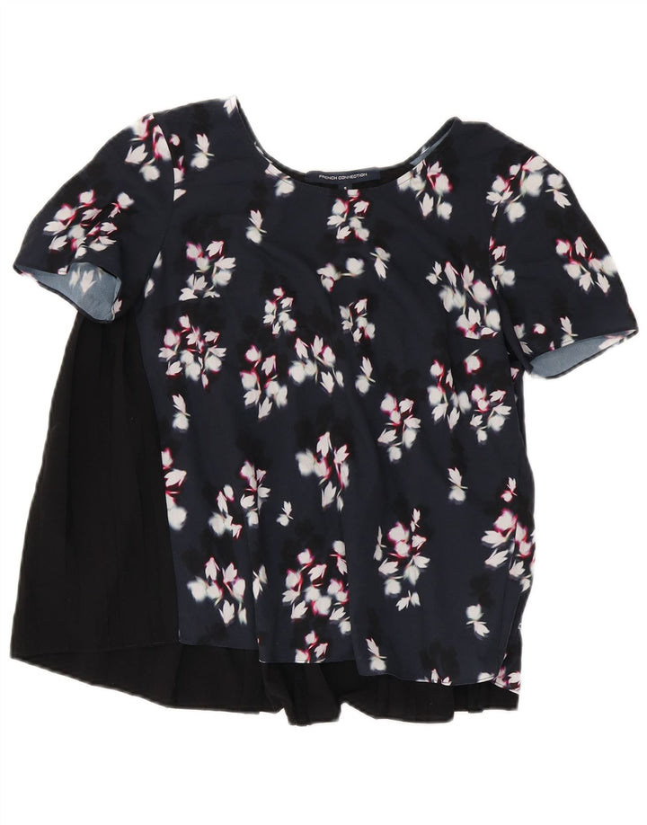 Blusa Feminina French Connection Top Reino Unido 10 Poliéster Floral Preto Pequeno