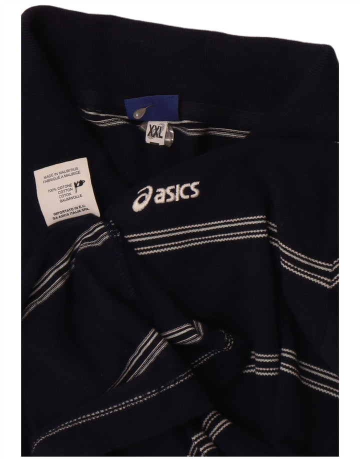 Camisa polo masculina ASICS 2XL algodão listrado azul marinho