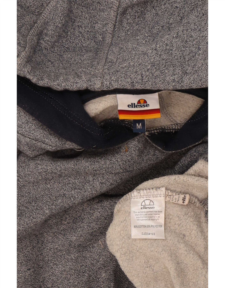 Suéter Ellesse masculino com capuz gráfico cinza médio algodão manchado