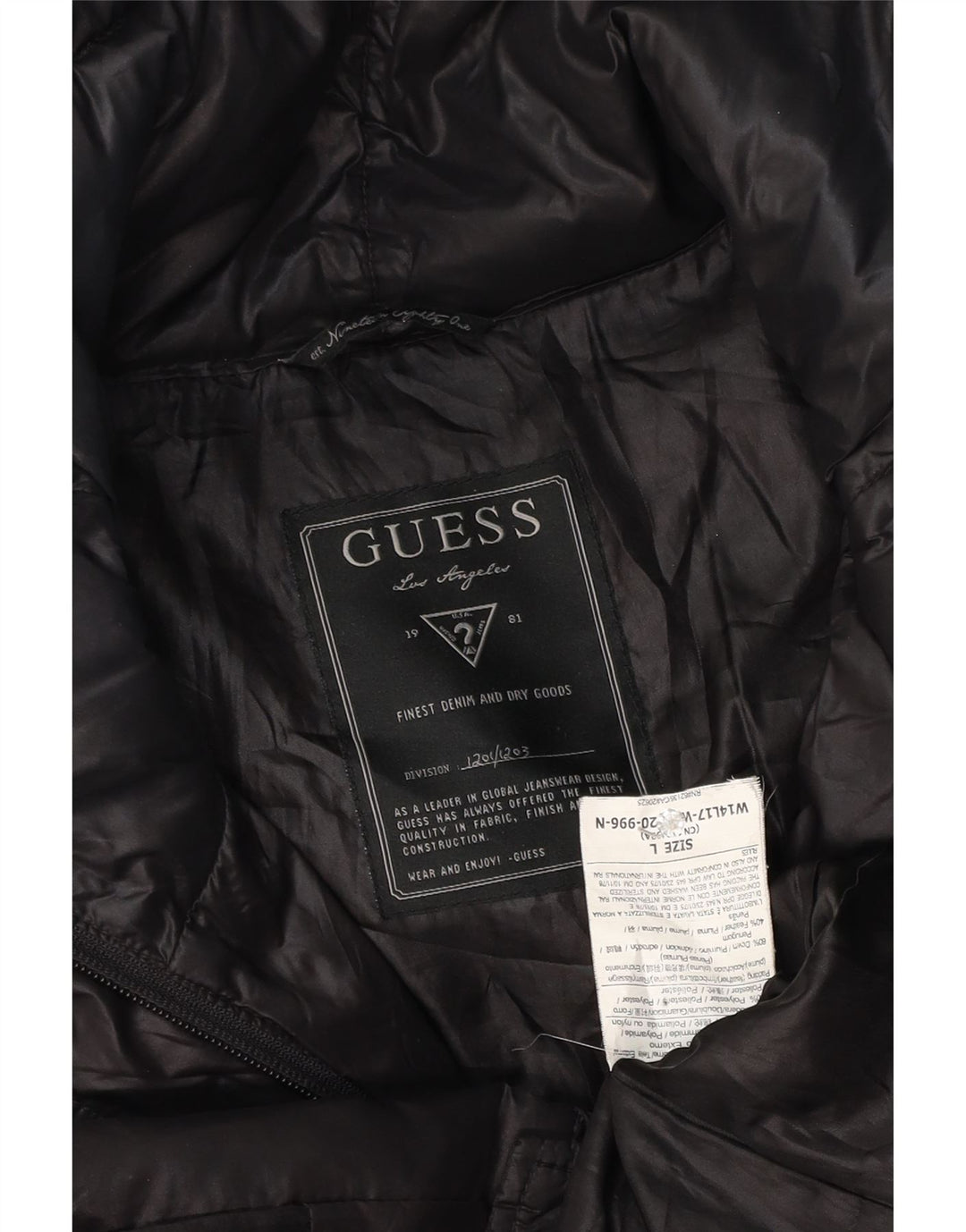 Jaqueta acolchoada feminina Guess UK 16 grande poliéster preto