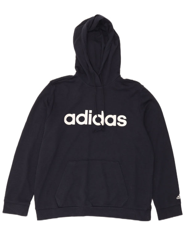 Adidas feminino gráfico moletom com capuz Reino Unido 20/22 XL azul marinho algodão
