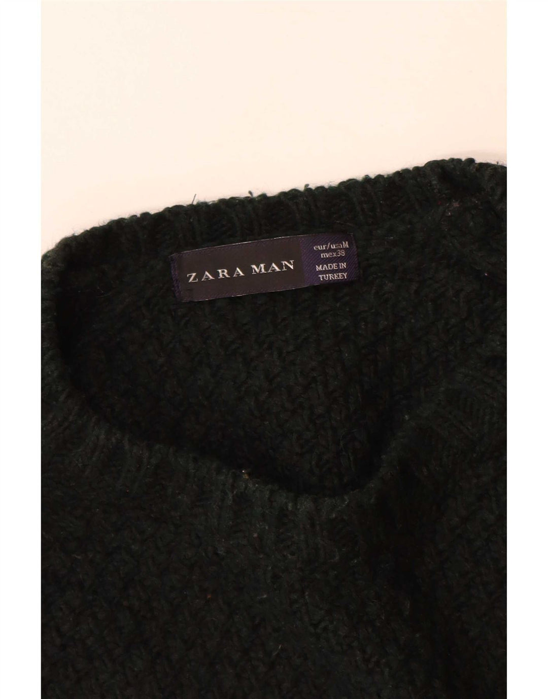 Zara Suéter masculino com gola redonda e acrílico preto médio
