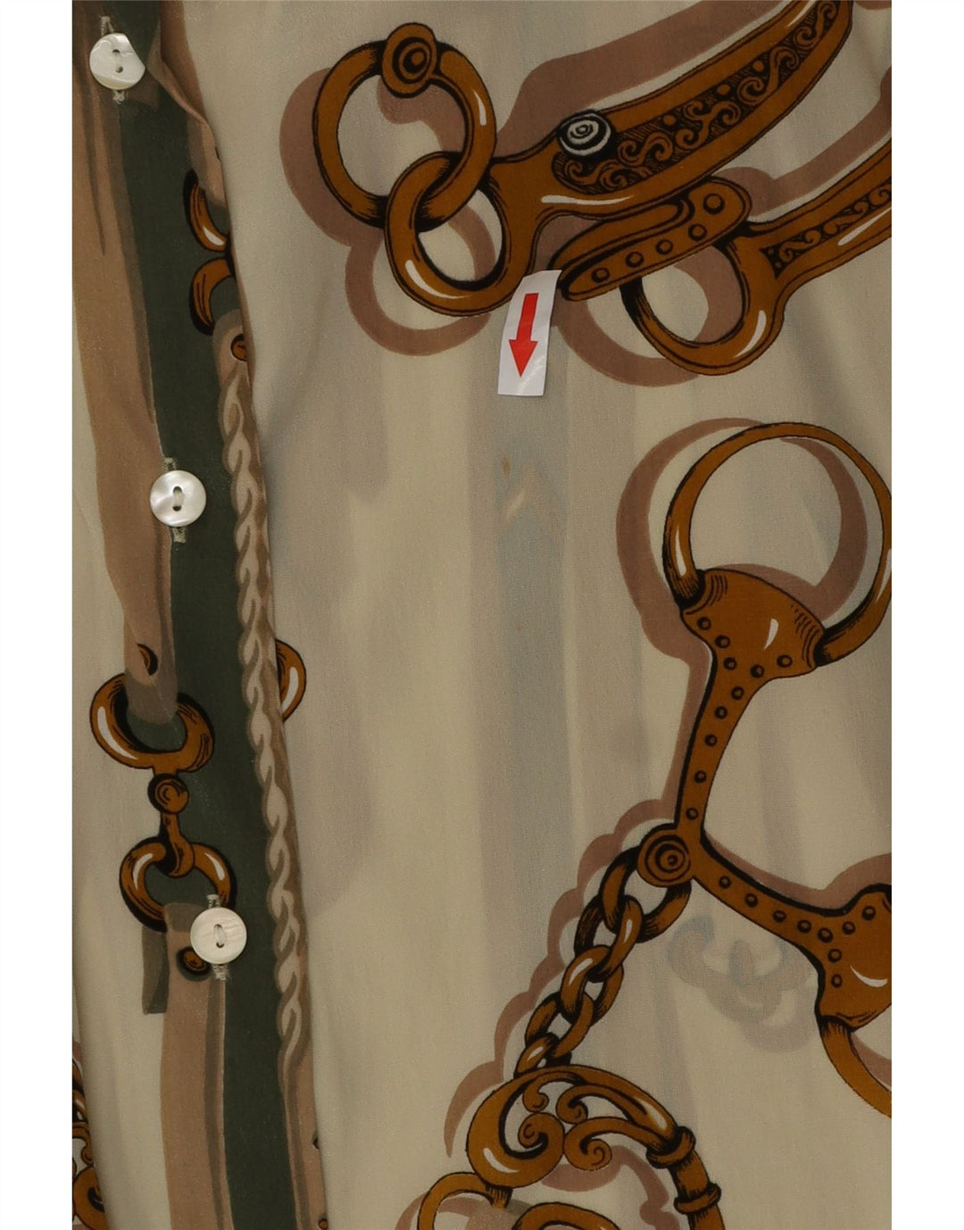 Blusa feminina vintage com estampa abstrata IT 46 acetato bege grande