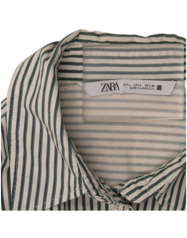 Zara Camisa Oversized Feminina UK 16 Grande Listrada Branca