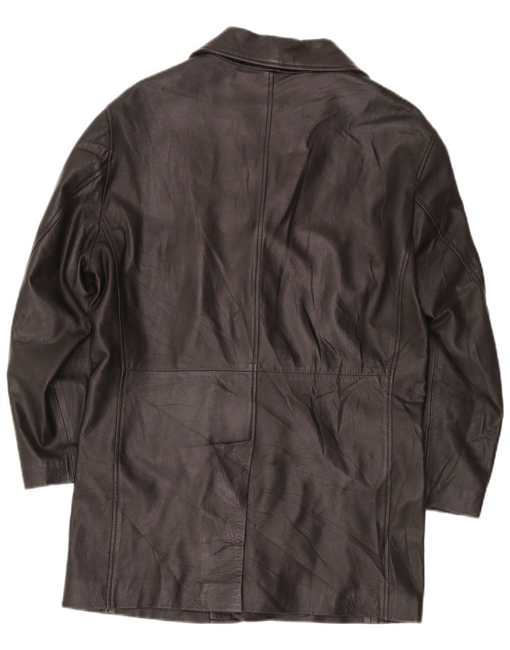 Casaco de couro masculino vintage UK 36 pequeno preto
