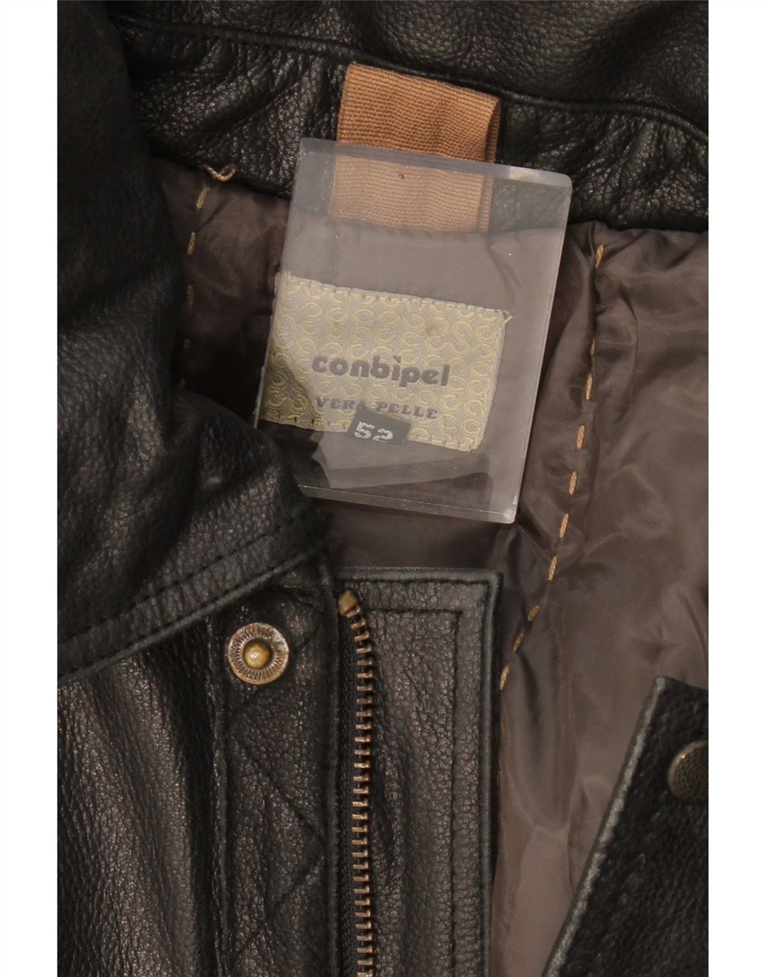 Casaco masculino de couro com capuz CONBIPEL IT 52 grande couro marrom