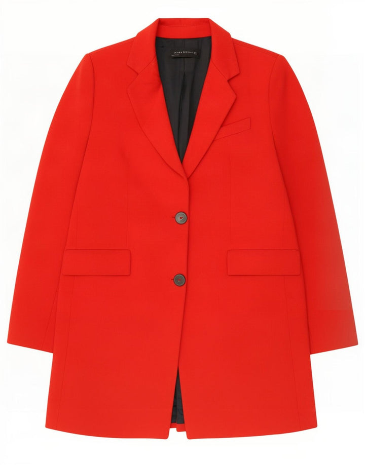Zara Womens Longline 2 Button Blazer Jacket Reino Unido 16 Grande Vermelho