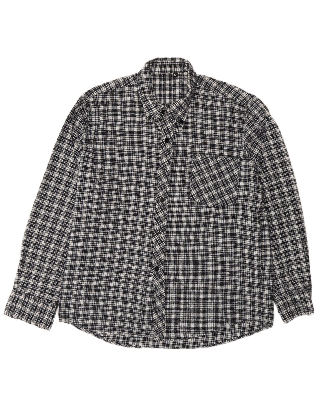 Camisa masculina vintage de flanela tamanho 42 grande algodão xadrez azul marinho