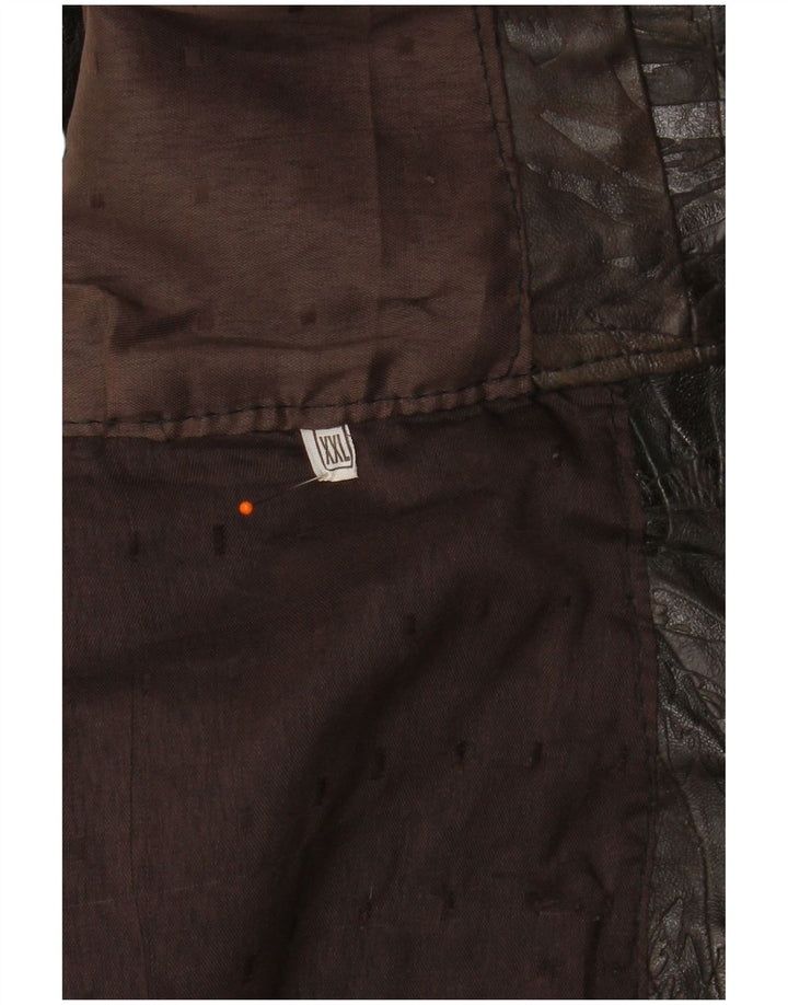 Colete de couro masculino VINTAGE 2XL patchwork marrom