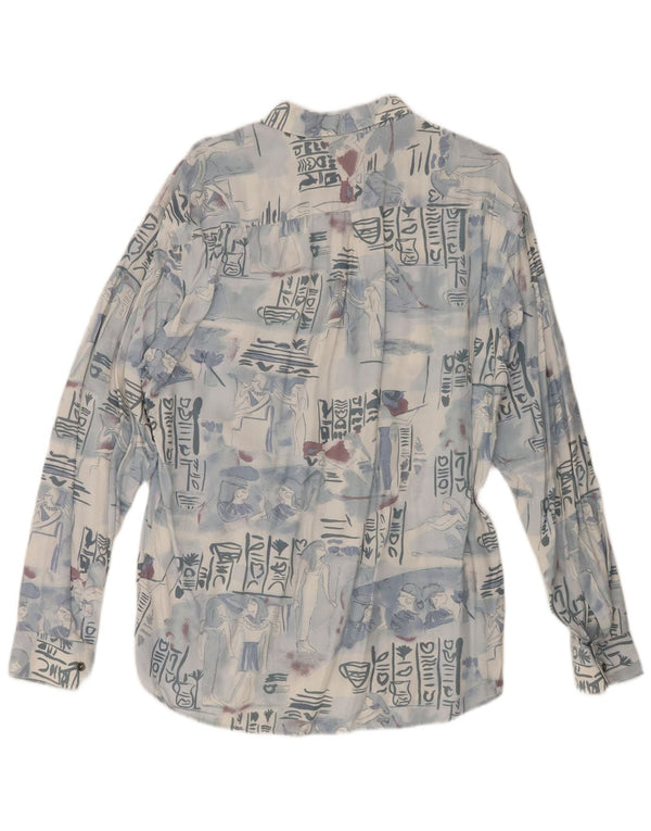 Camisa Mac Fashion Masculina Padrão Abstrato Grande Azul