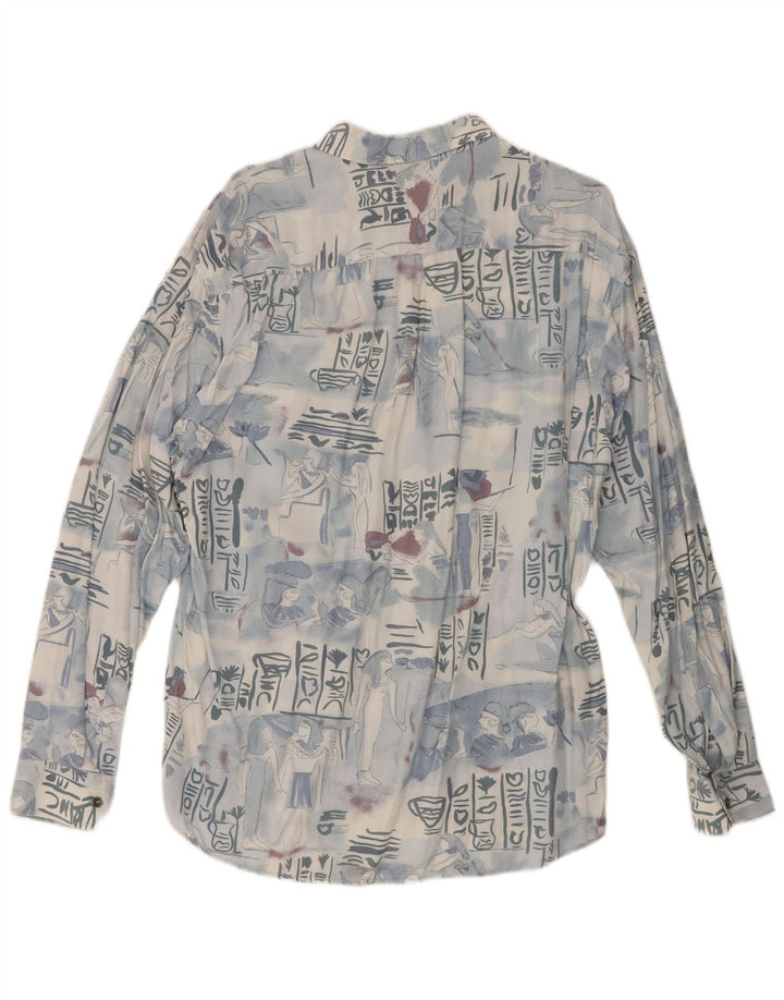Camisa Mac Fashion Masculina Padrão Abstrato Grande Azul