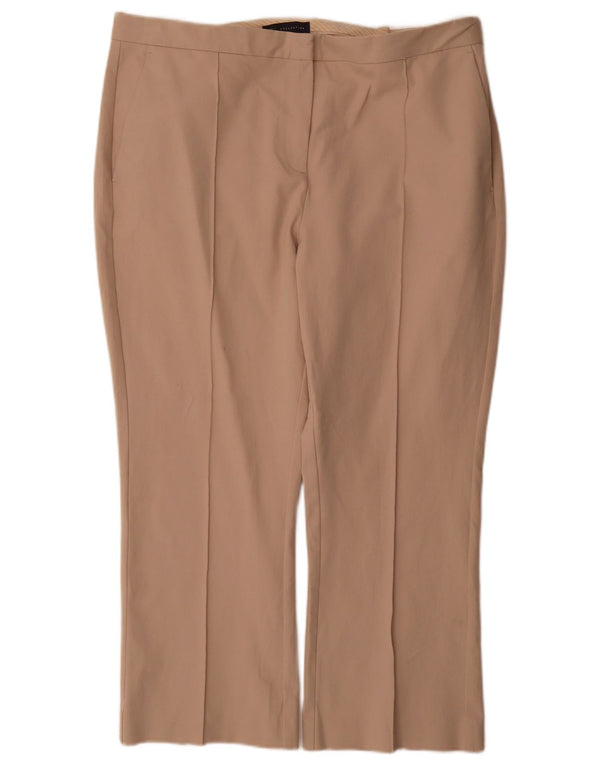 Calça feminina cortada de cintura alta Marks & Spencer UK 20 2XL W38 L26 bege