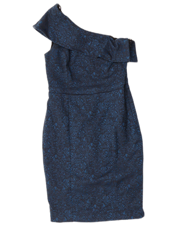 Próximo Vestido feminino de um ombro só UK 10 pequeno azul Paisley