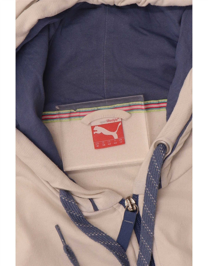 Suéter Puma feminino com capuz e zíper UK 12 médio branco