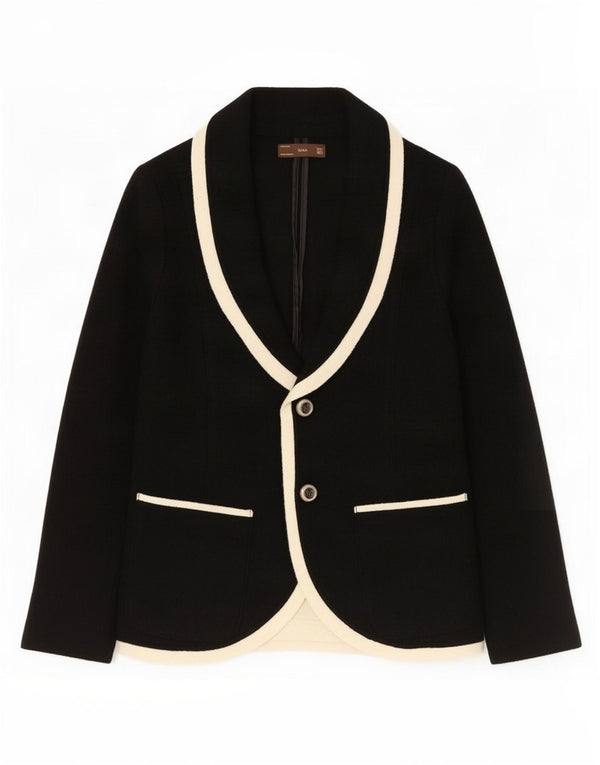 Jaqueta blazer feminina de malha com 2 botões Zara Reino Unido 14 grande lã preta