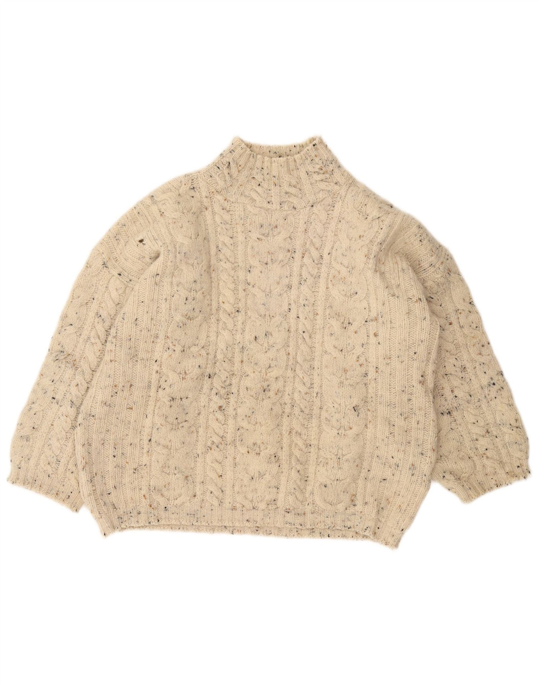 Suéter feminino VINTAGE com gola tartaruga Reino Unido 18 XL branco manchado