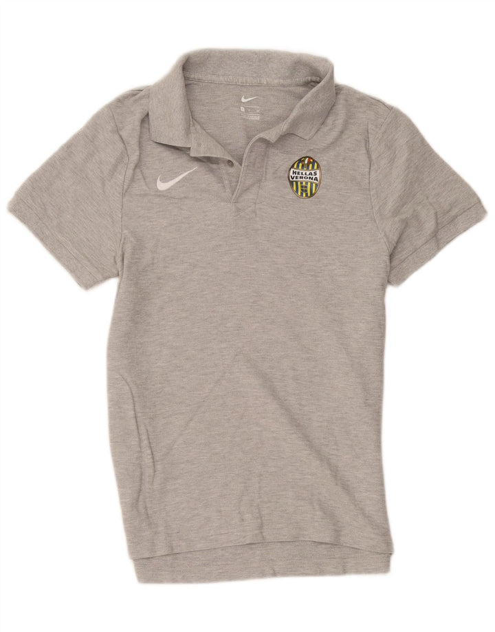 Camisa polo gráfica masculina Nike HELLAS VERONA pequena cinza algodão