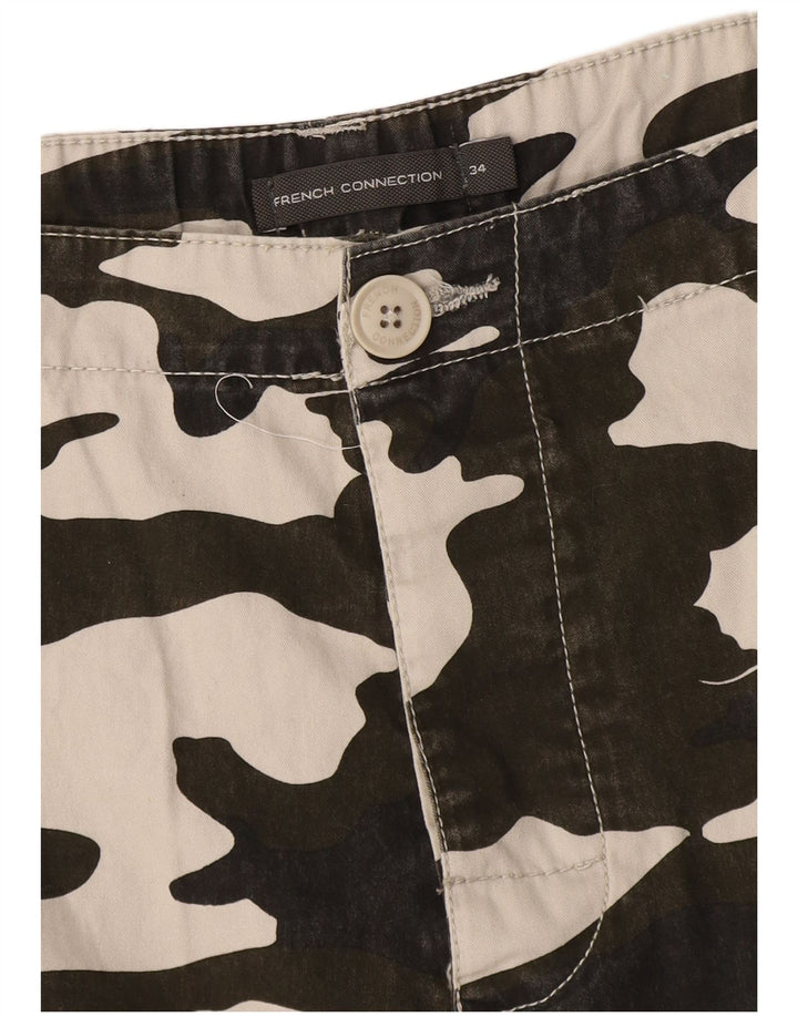 Shorts cargo masculino French Connection W34 grande camuflagem cáqui