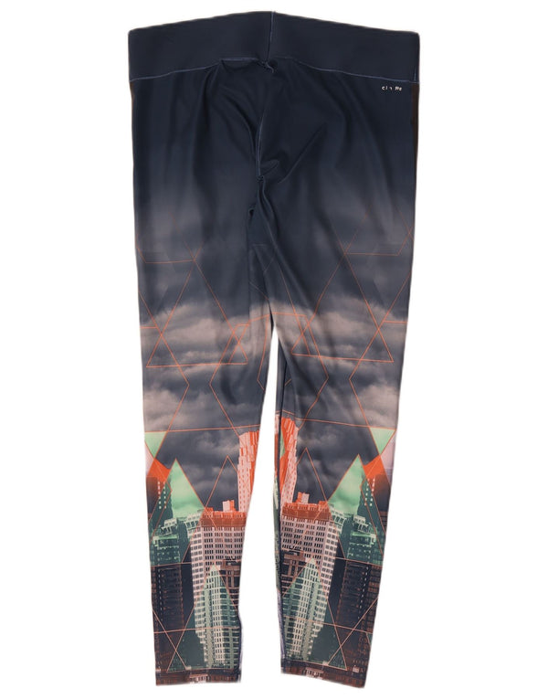 Leggings Adidas Feminino Climalite Graphic UK 16/18 Grande Azul Marinho