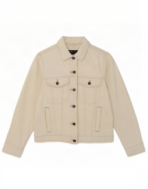Jaqueta jeans feminina Marks & Spencer Reino Unido 8 algodão branco pequeno