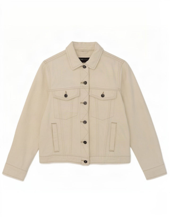 Jaqueta jeans feminina Marks & Spencer Reino Unido 8 algodão branco pequeno