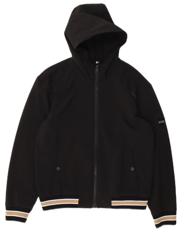 Jaqueta bomber com capuz Hugo Boss Boys 13-14 anos pequena listrada preta