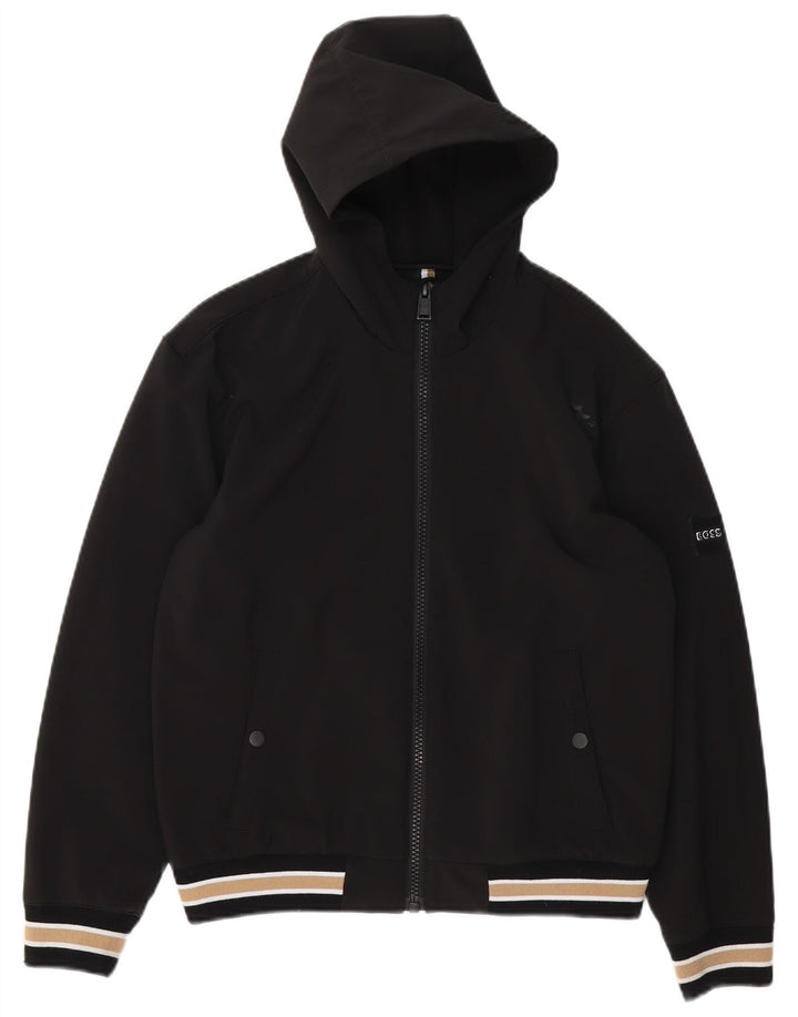 Jaqueta bomber com capuz Hugo Boss Boys 13-14 anos pequena listrada preta