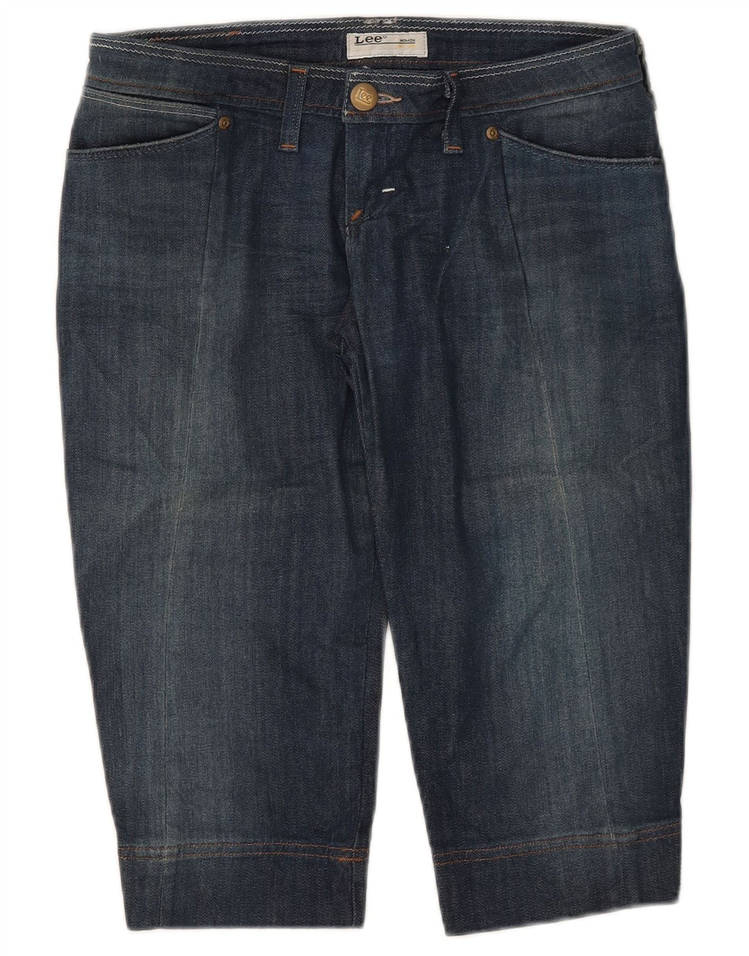 Lee Womens Crystal Capri Jeans W30 L16 Azul Marinho Algodão
