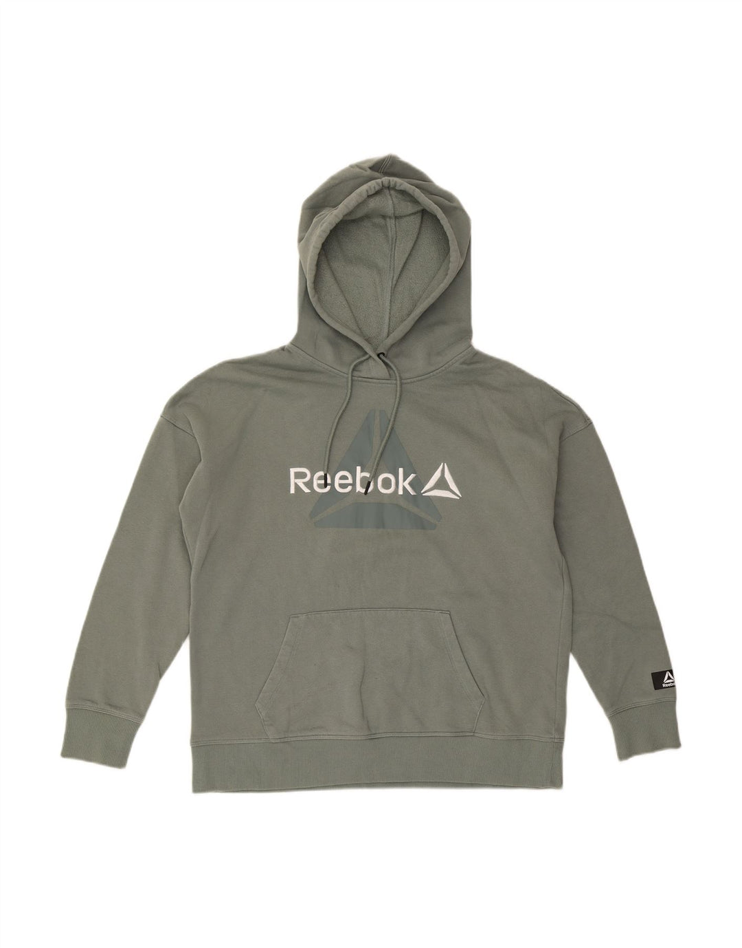 Suéter com capuz gráfico masculino REEBOK algodão cinza médio