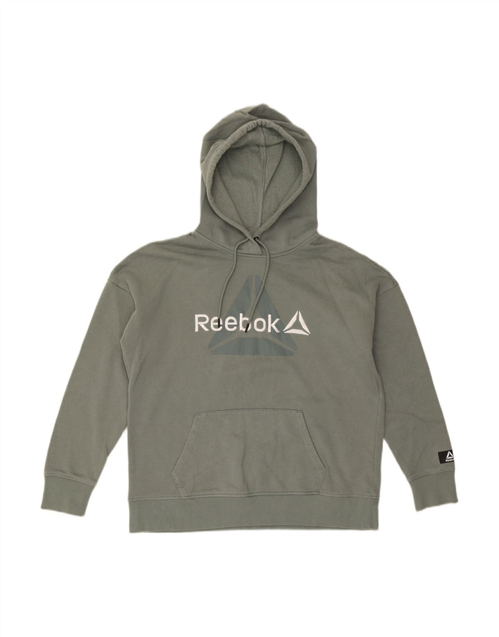 Suéter com capuz gráfico masculino REEBOK algodão cinza médio