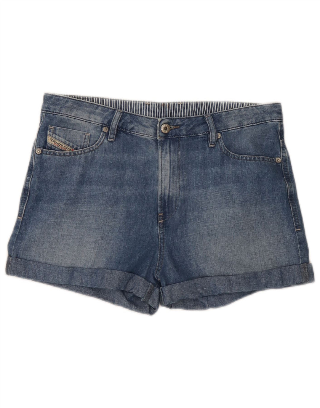 Shorts jeans feminino diesel W28 algodão azul médio