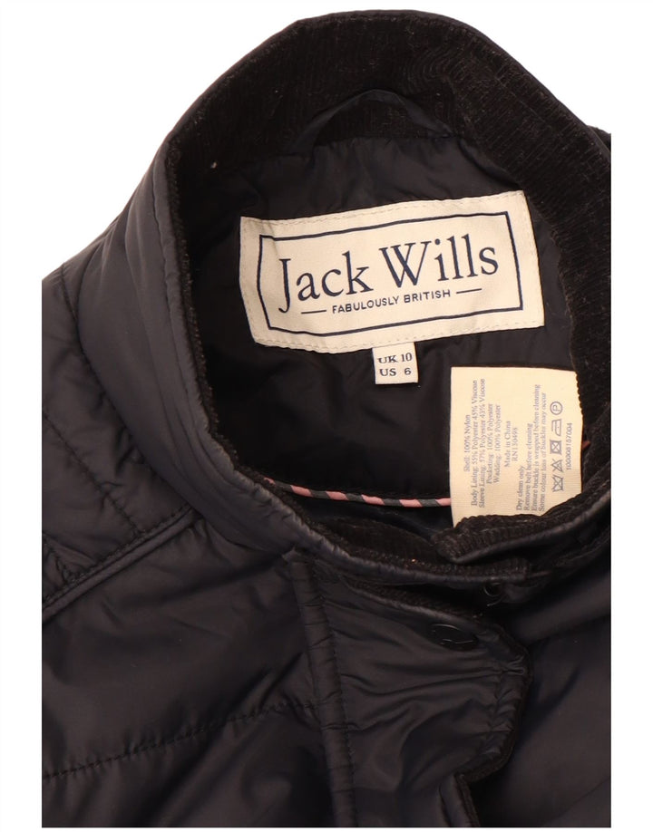 Jaqueta acolchoada feminina Jack Wills Reino Unido 10 pequena nylon preta