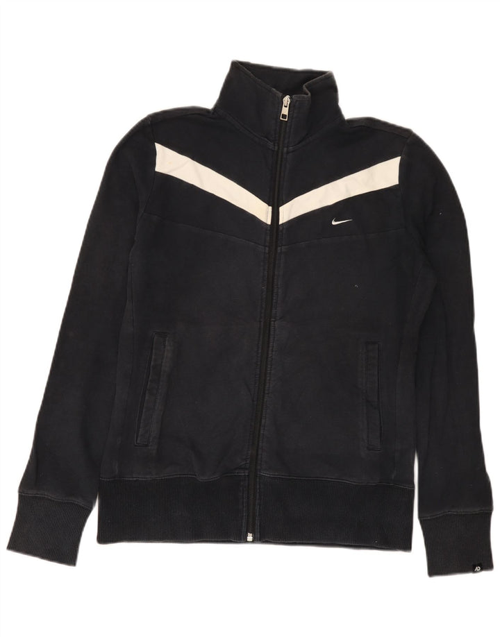 Nike Womens Tracksuit Top Jacket UK 14 Médio Preto Colourblock Algodão