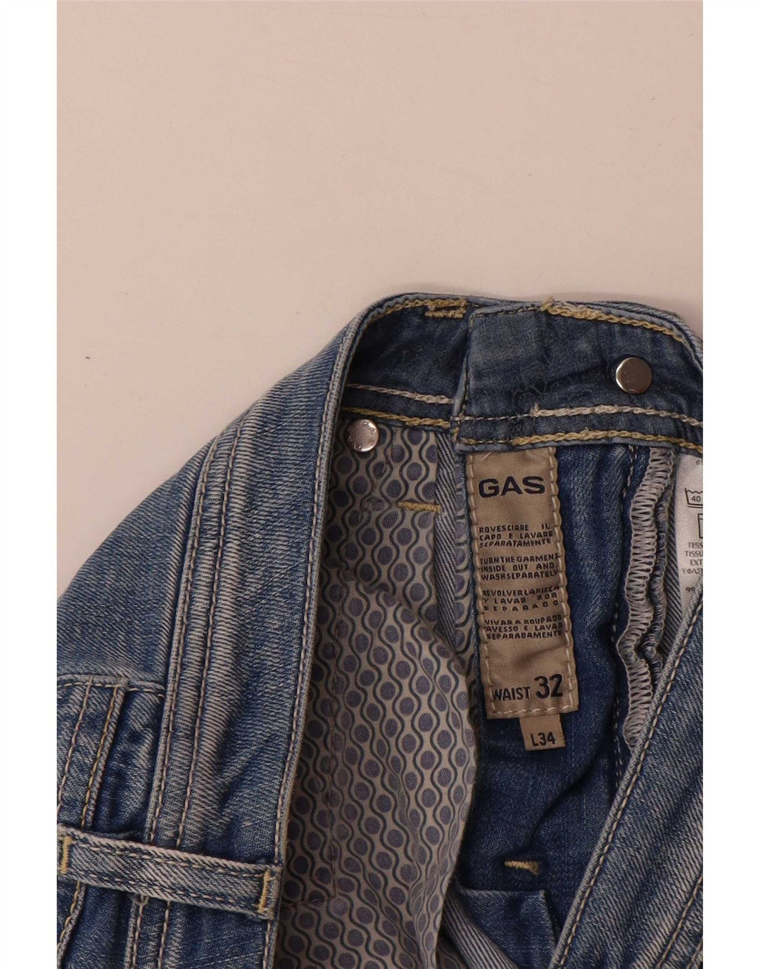 Gas Mens Slim Jeans W32 L32 Azul Algodão
