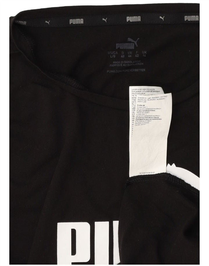 Camiseta feminina PUMA com estampa gráfica UK 14 grande algodão preto