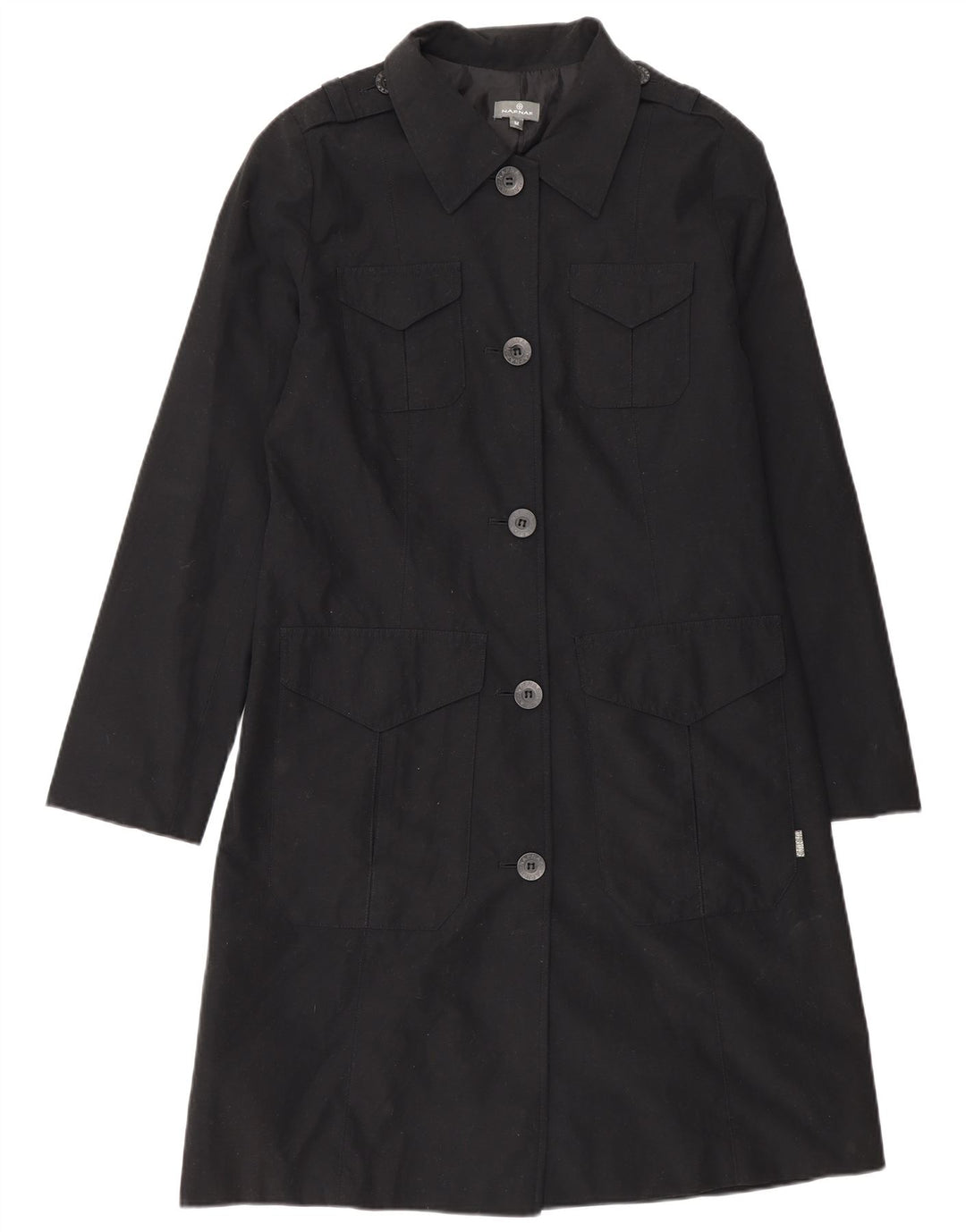Sobretudo militar feminino Naf Naf UK 12 poliéster preto médio