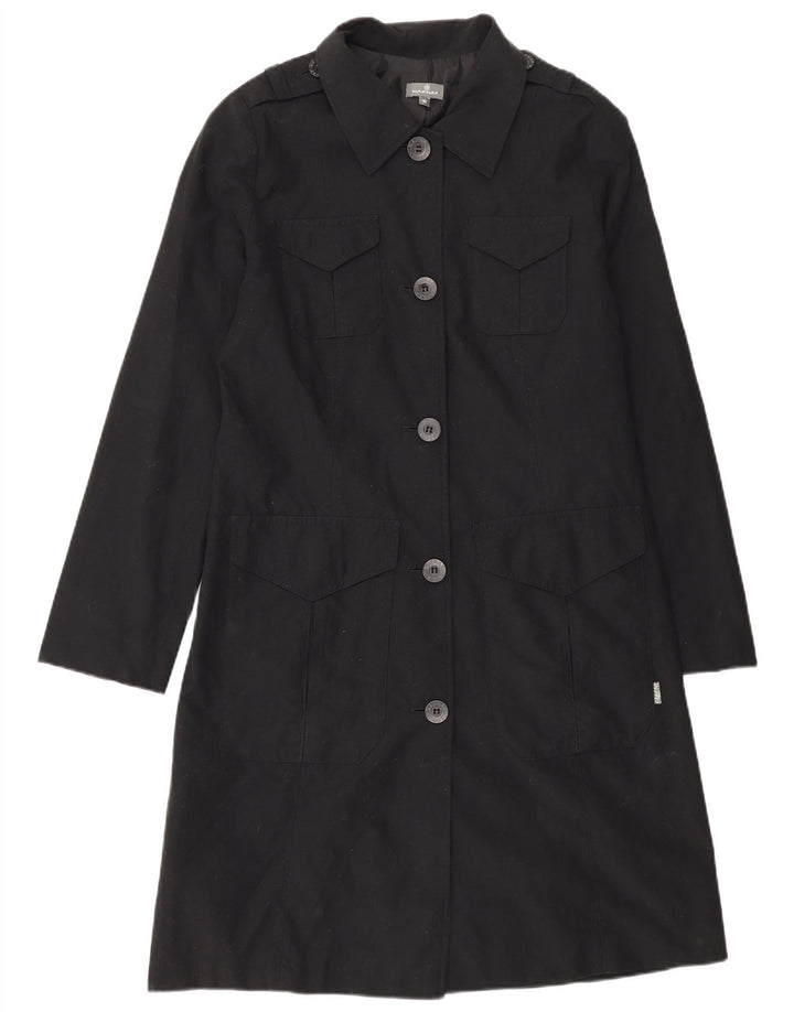 Sobretudo militar feminino Naf Naf UK 12 poliéster preto médio